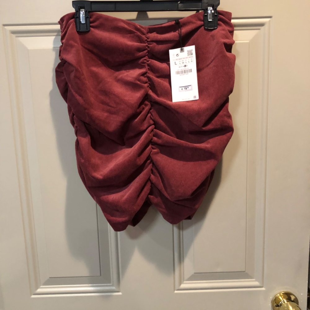NWT ZARA RUCHED SKIRT SZ L - Picture 6 of 8